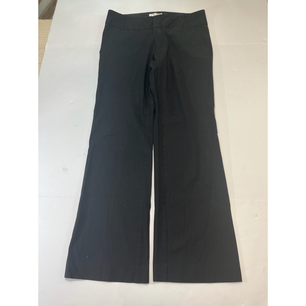 Old Navy Trousers Women 6 Black Wide Leg Stretch Mid Rise Business Academia